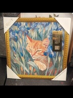 Oliver Gal Orange Tabby Cat Among Blue Irises